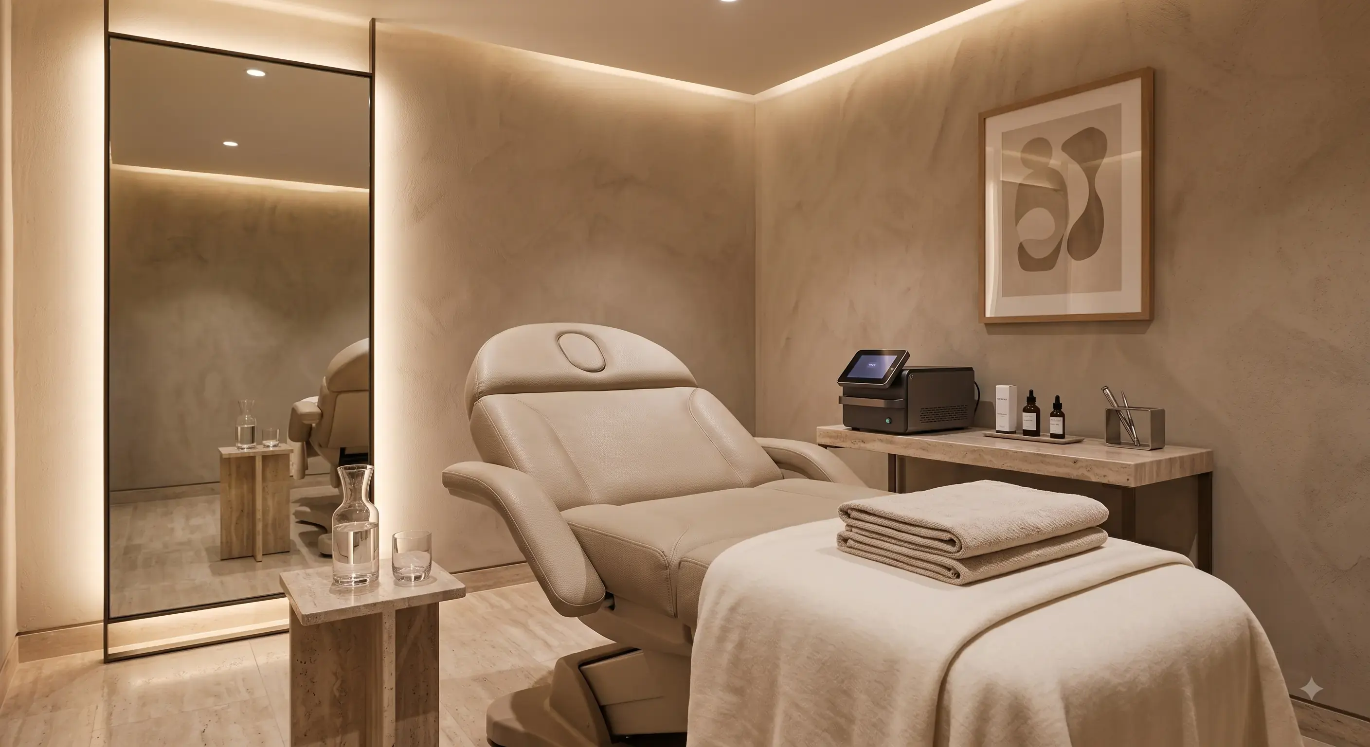 Lumivie treatment room with treatment bed
