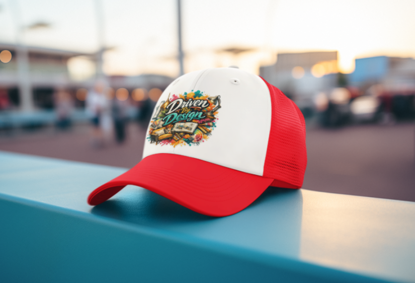 Sketch First Doubt Later red trucker cap
