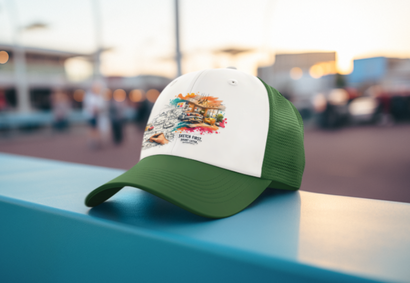 Driven by Design green trucker cap