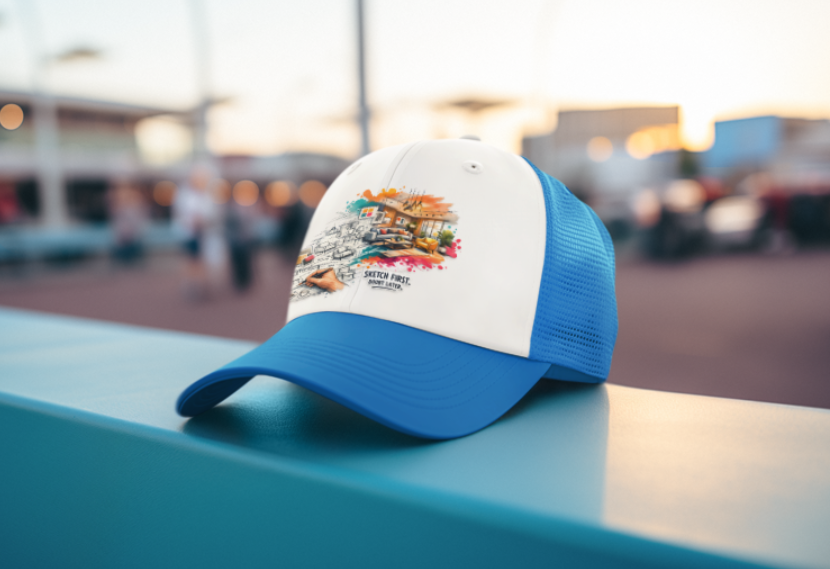 Driven by Design blue trucker cap