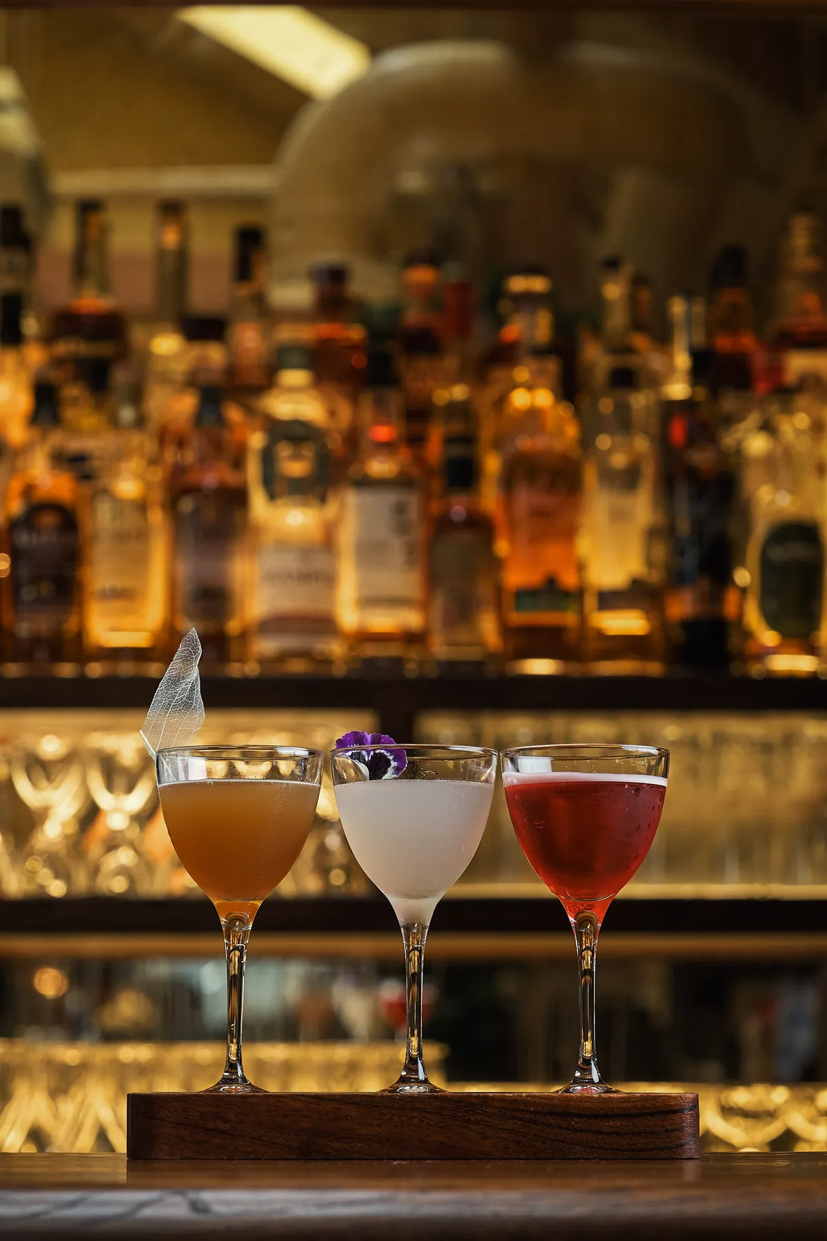 Three Carriages, a flight of three cocktails Ruchira Neotia created for Darjeeling Express