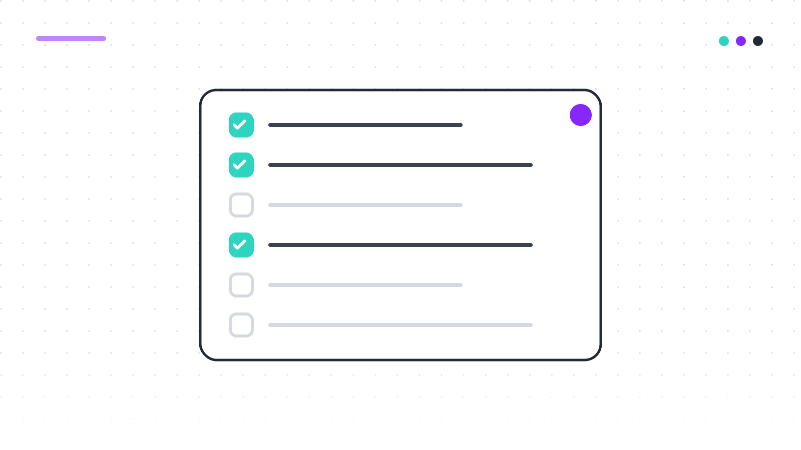 Abstract illustration: a checklist with some items ticked