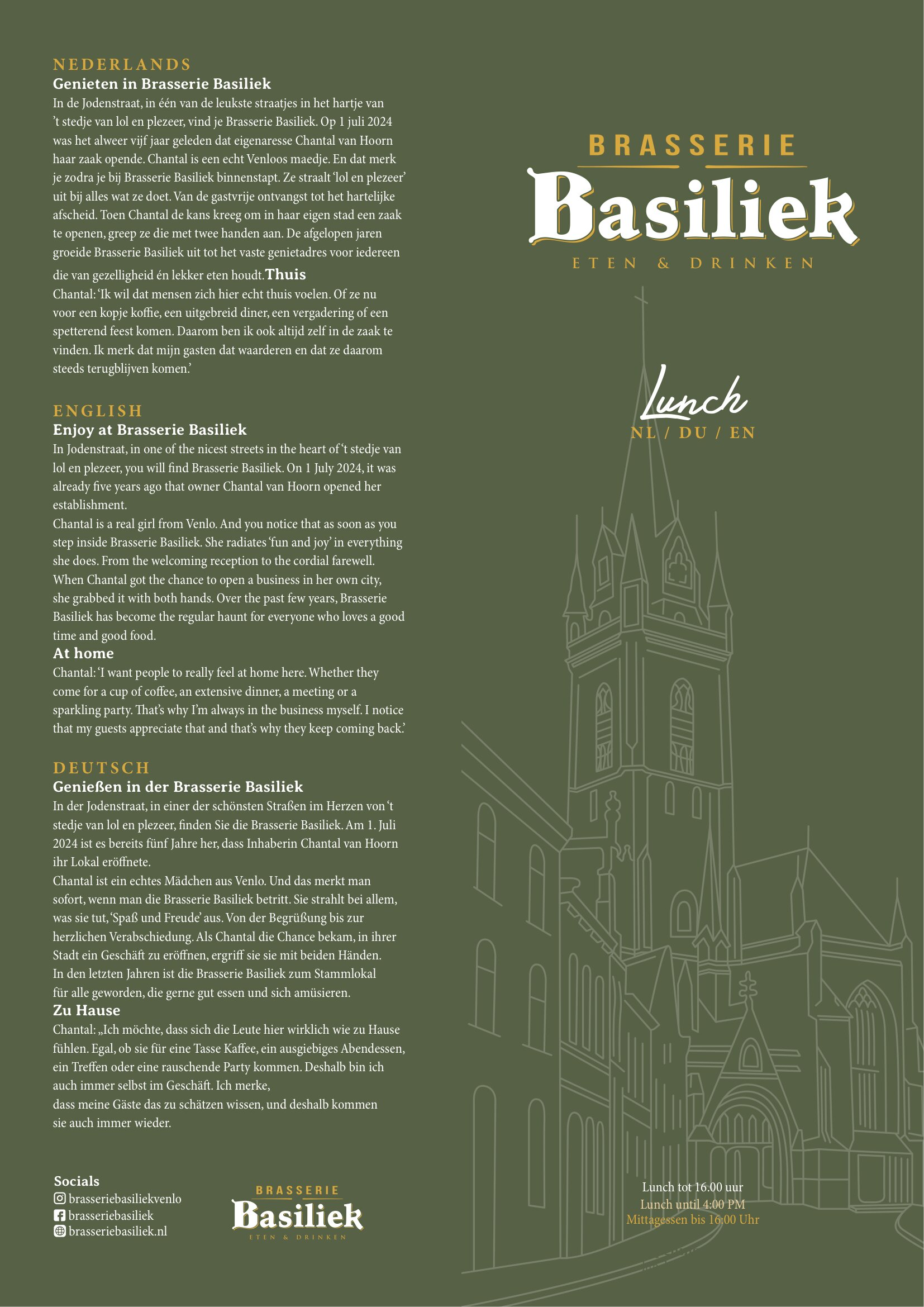 Lunchkaart Brasserie Basiliek, pagina 1