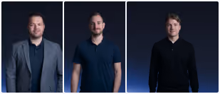 Portraits of Dewine Labs team members Dr. Michael Spörk, Dipl.-Ing. Rainer Hofmann and Adrian Muzler, MSc