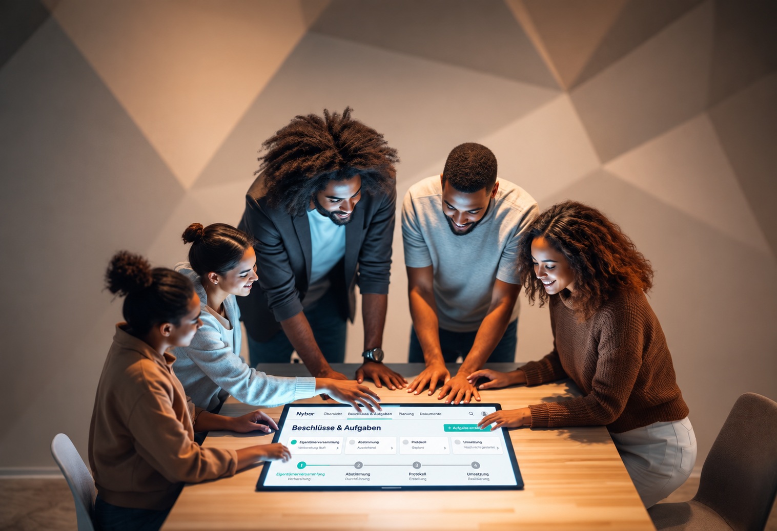 image of a diverse team in a meeting (for a edtech)