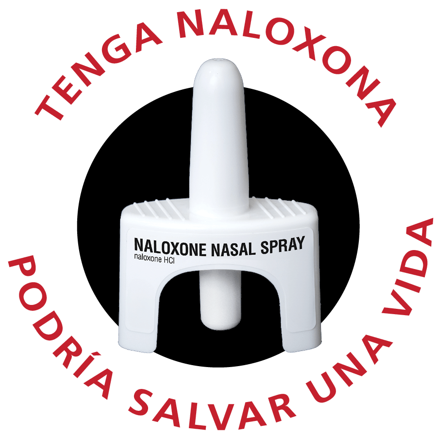 Gráfica de naloxona, con las palabras "Tenga naloxona. Podría salvar una vida."