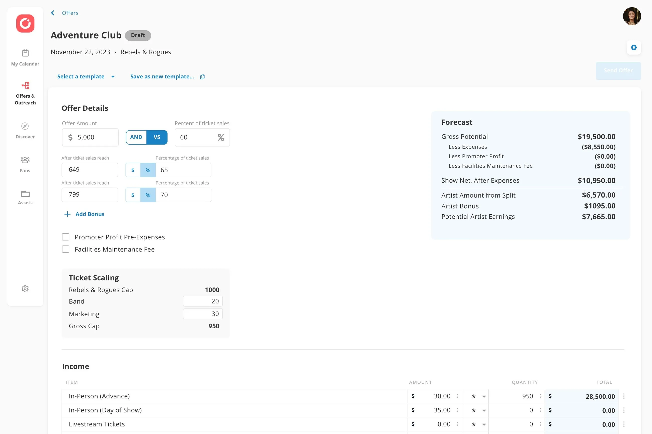 Dashboard mockup
