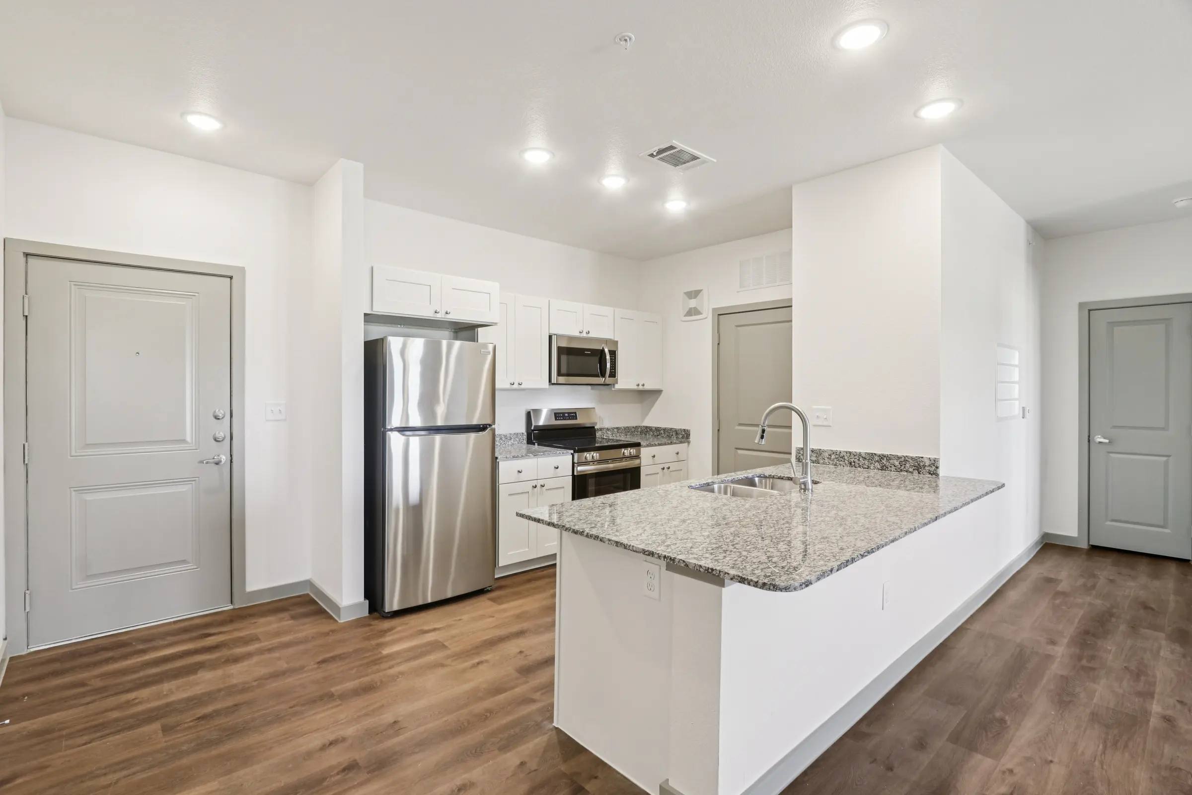 Kitchen with stainless steel appliances