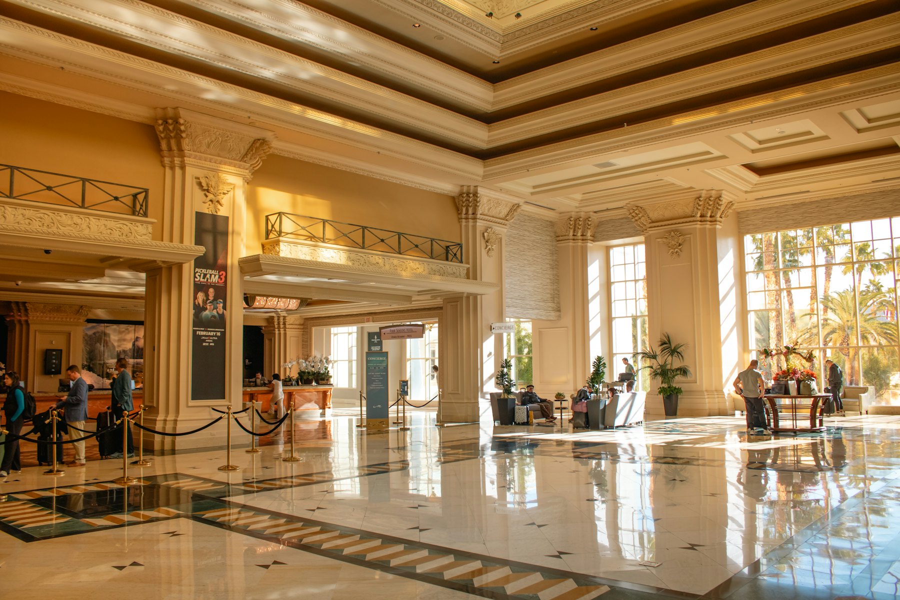 A grand hotel lobby
