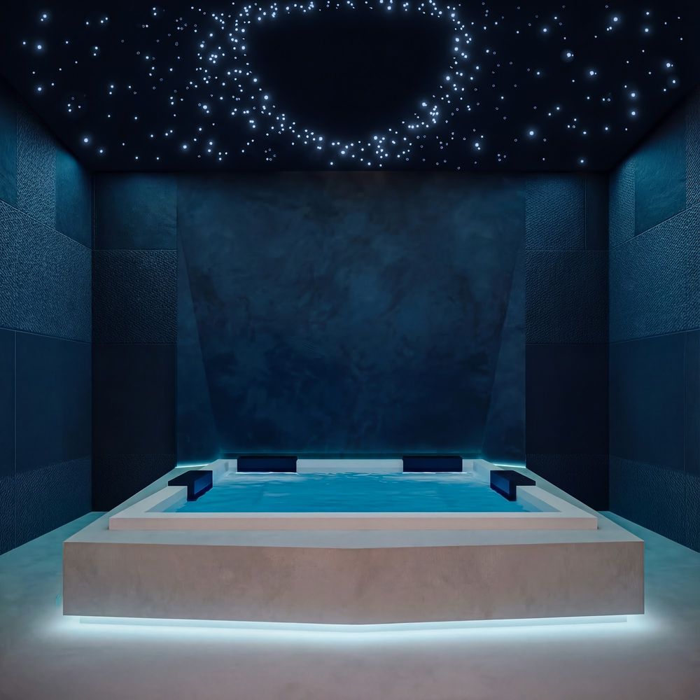Hydrotherapy pool under a starlit ceiling