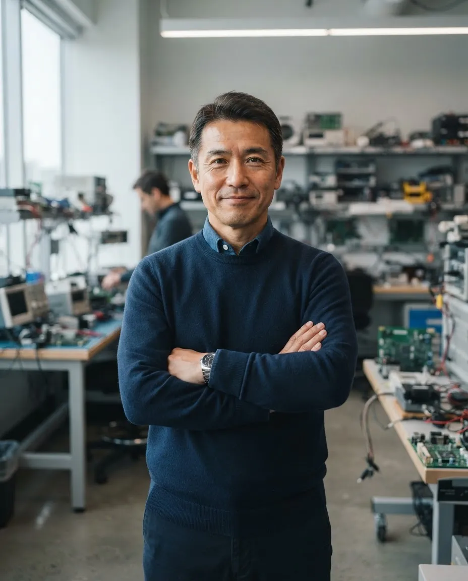 Engineering executive in a hardware lab