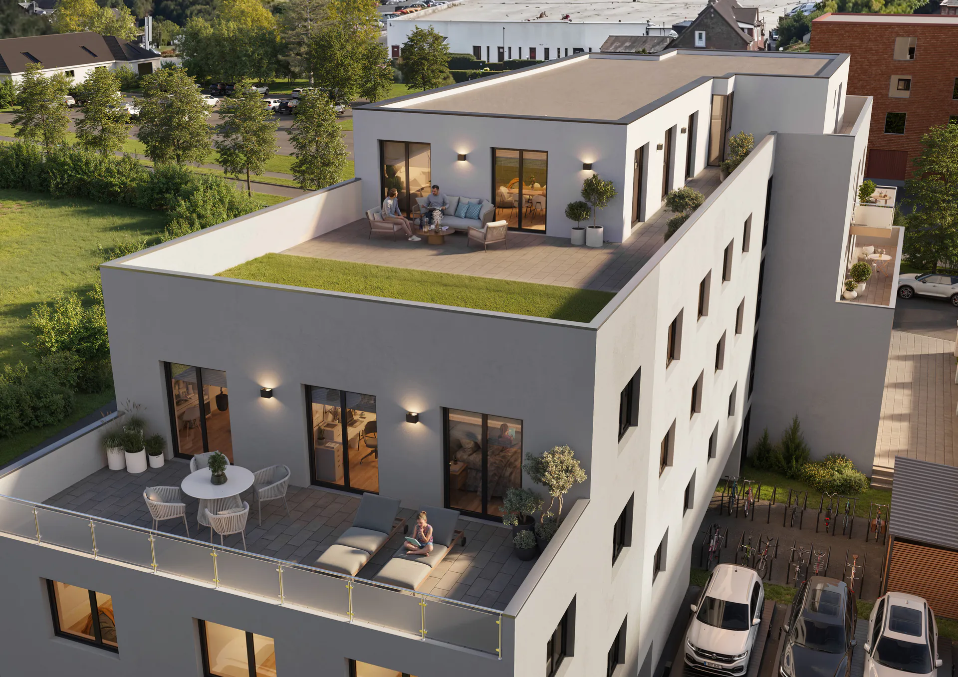Dachterrassen von THE BWS 59 aus der Vogelperspektive