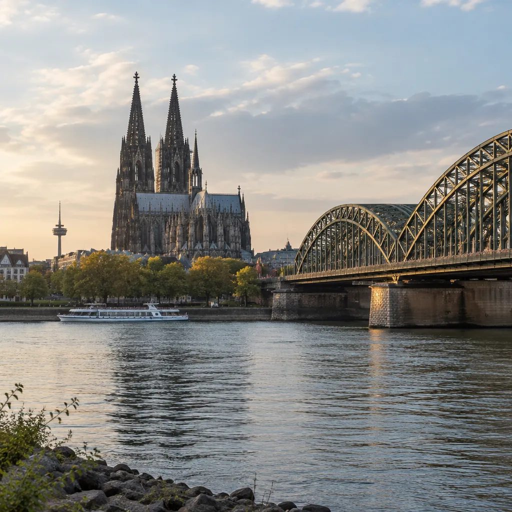 Kölner Skyline mit Dom und Hohenzollernbrücke am Rhein