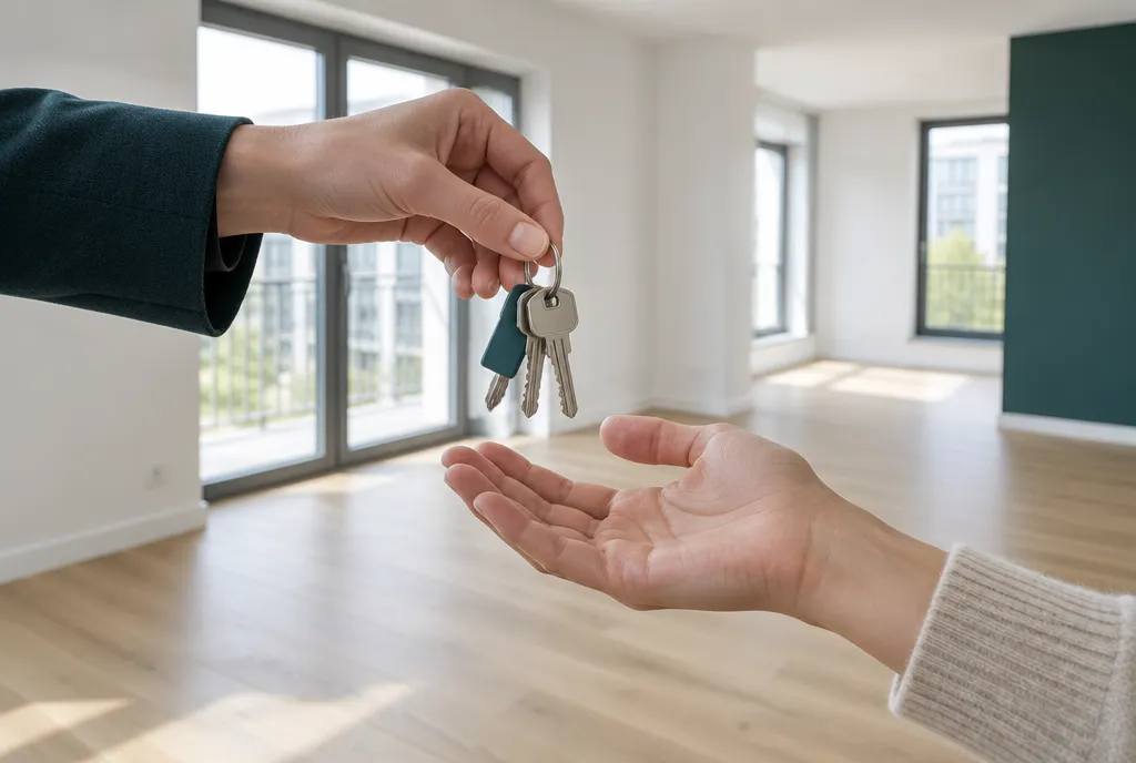 Schlüsselübergabe in einer neuen Wohnung