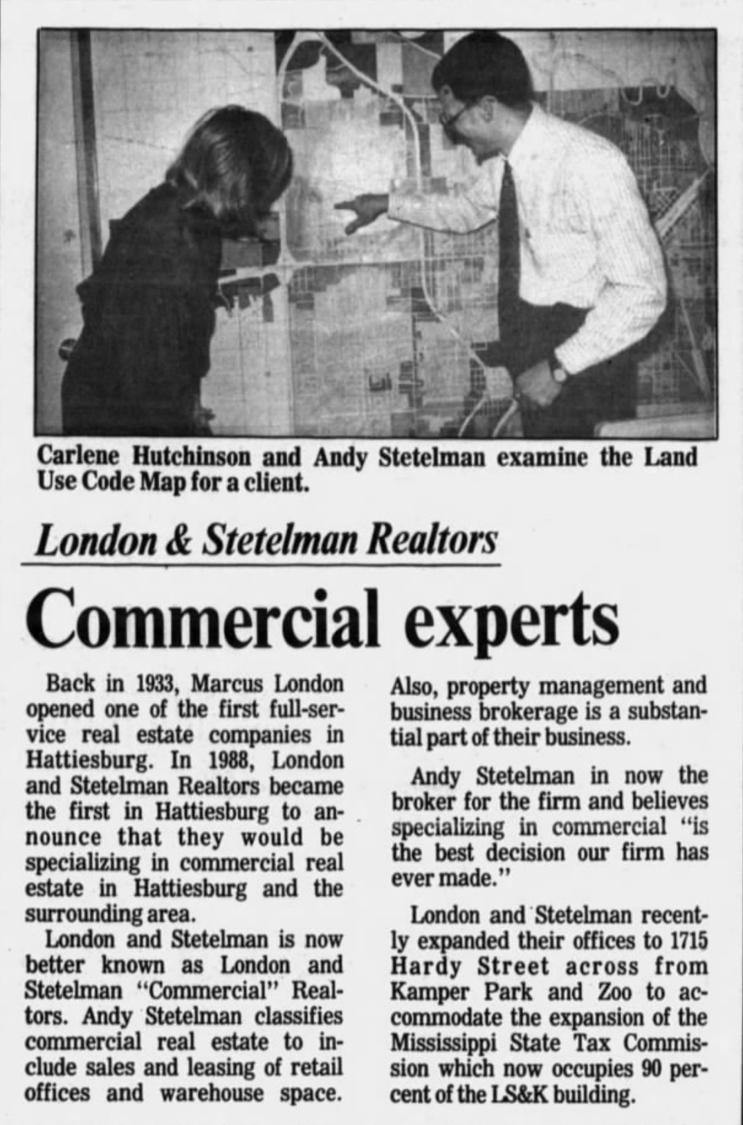 Hattiesburg American company history clipping, March 1, 1992