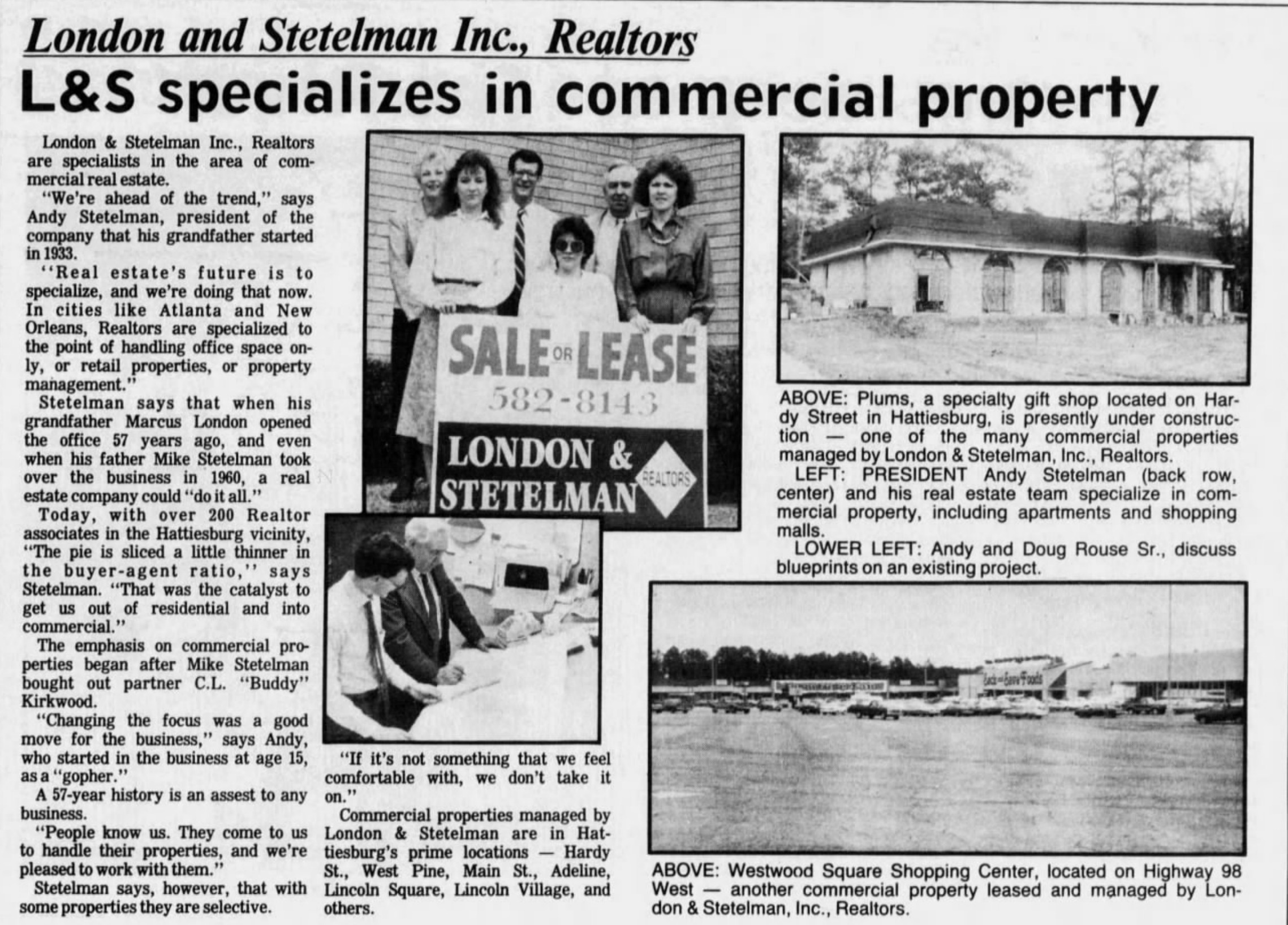 Hattiesburg American company history clipping, February 25, 1990