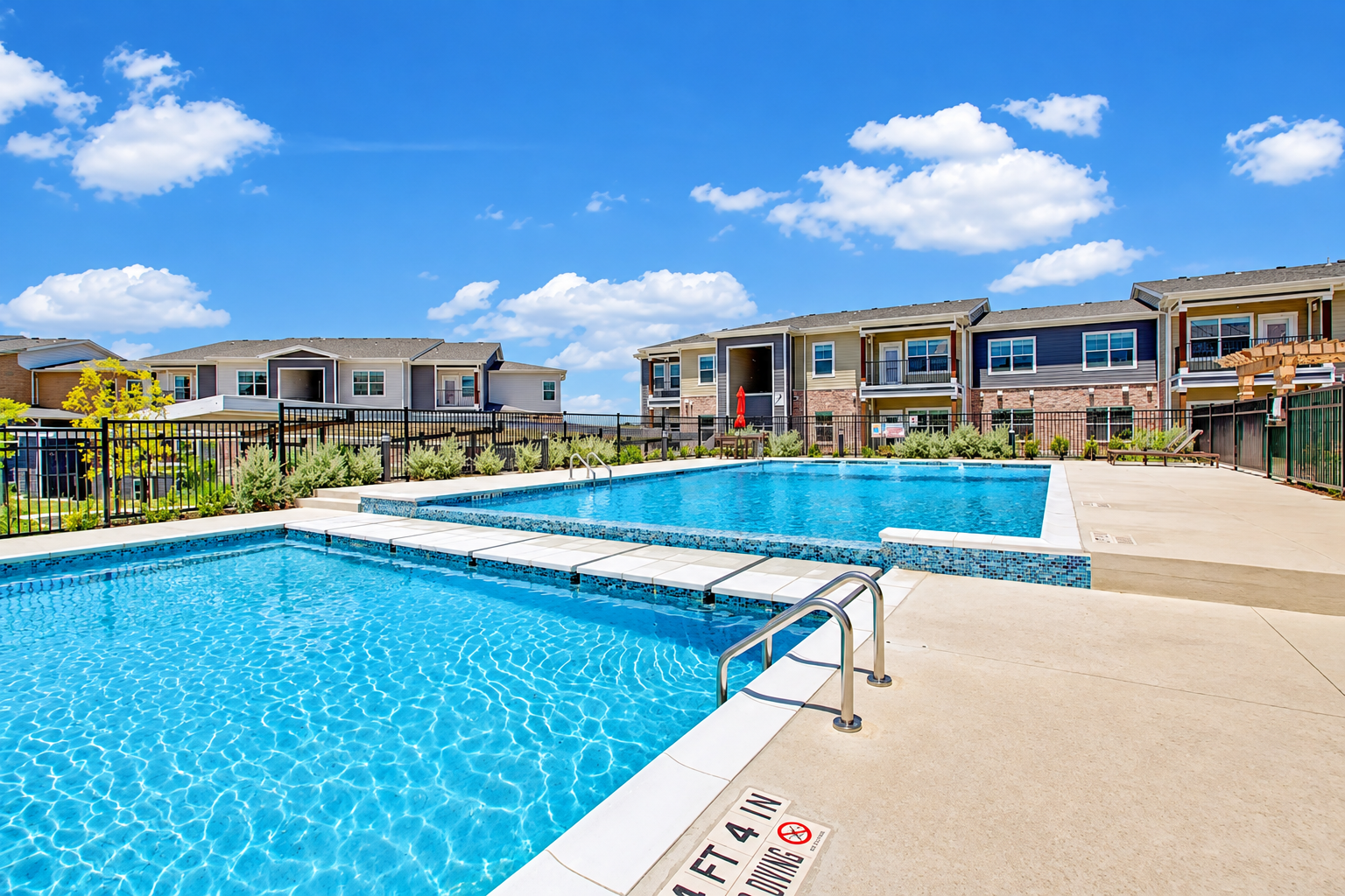 Exterior resident pool and lounge area