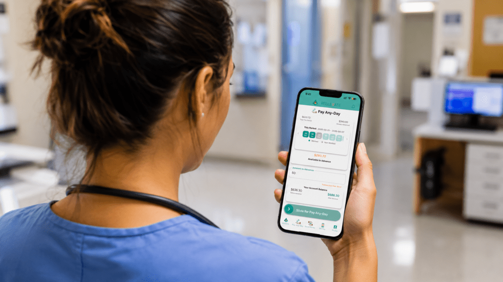 Nurse using Pay Any-Day app