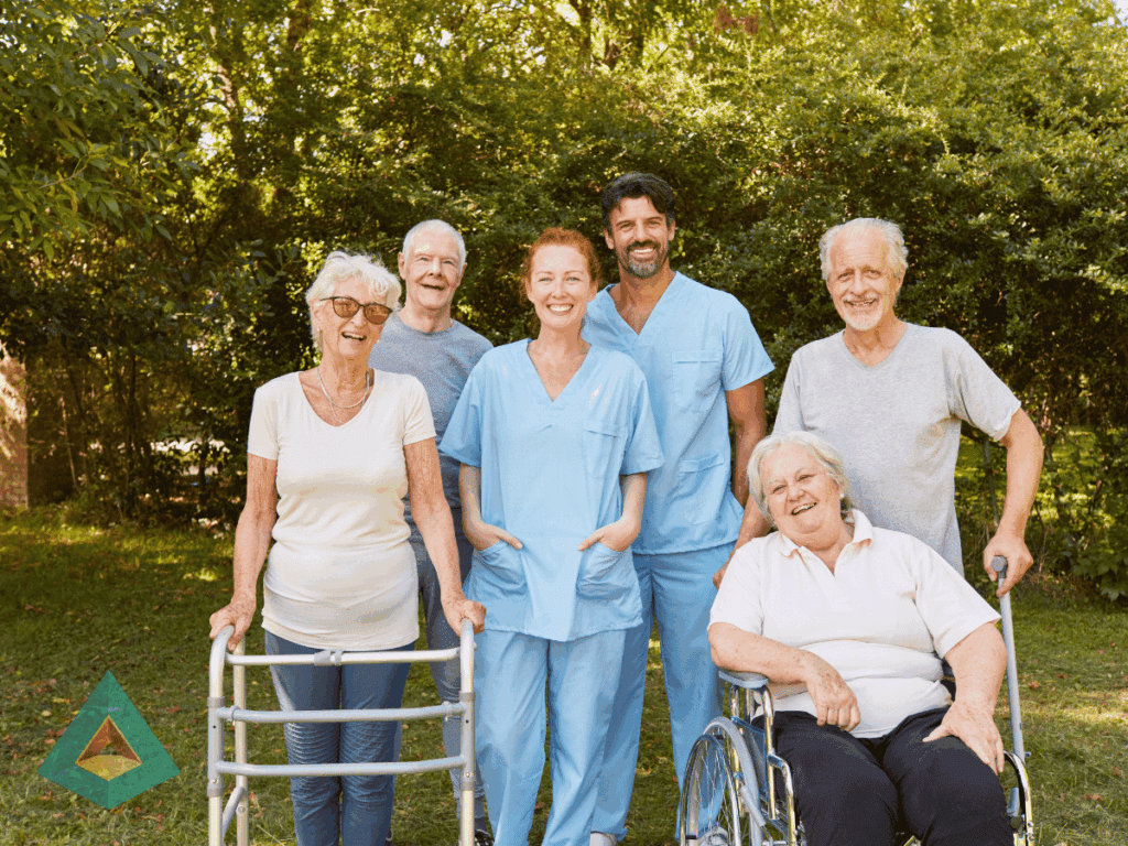 posing for a picture with patients