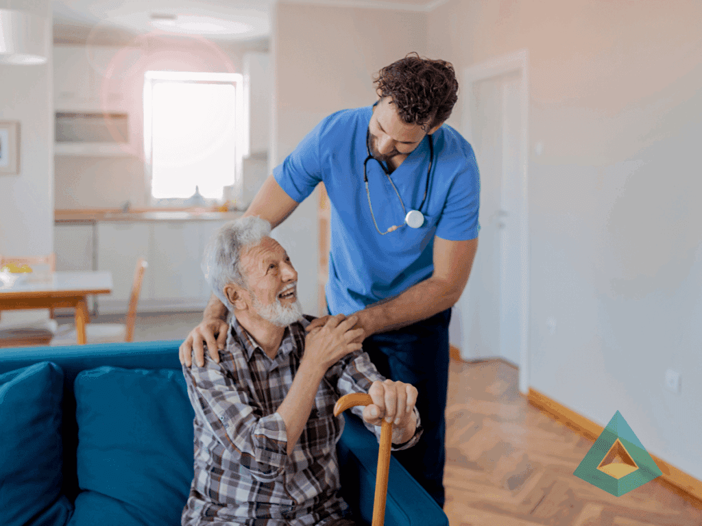 caregiver helping patient