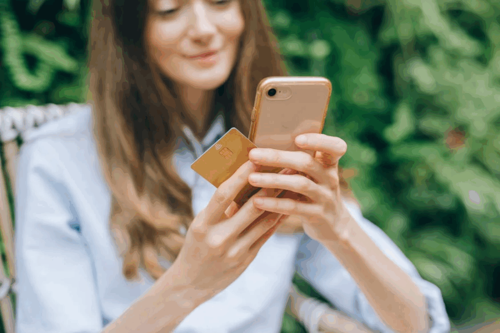 a woman doing an online shopping