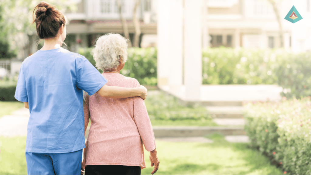 Caregiver with a resident 