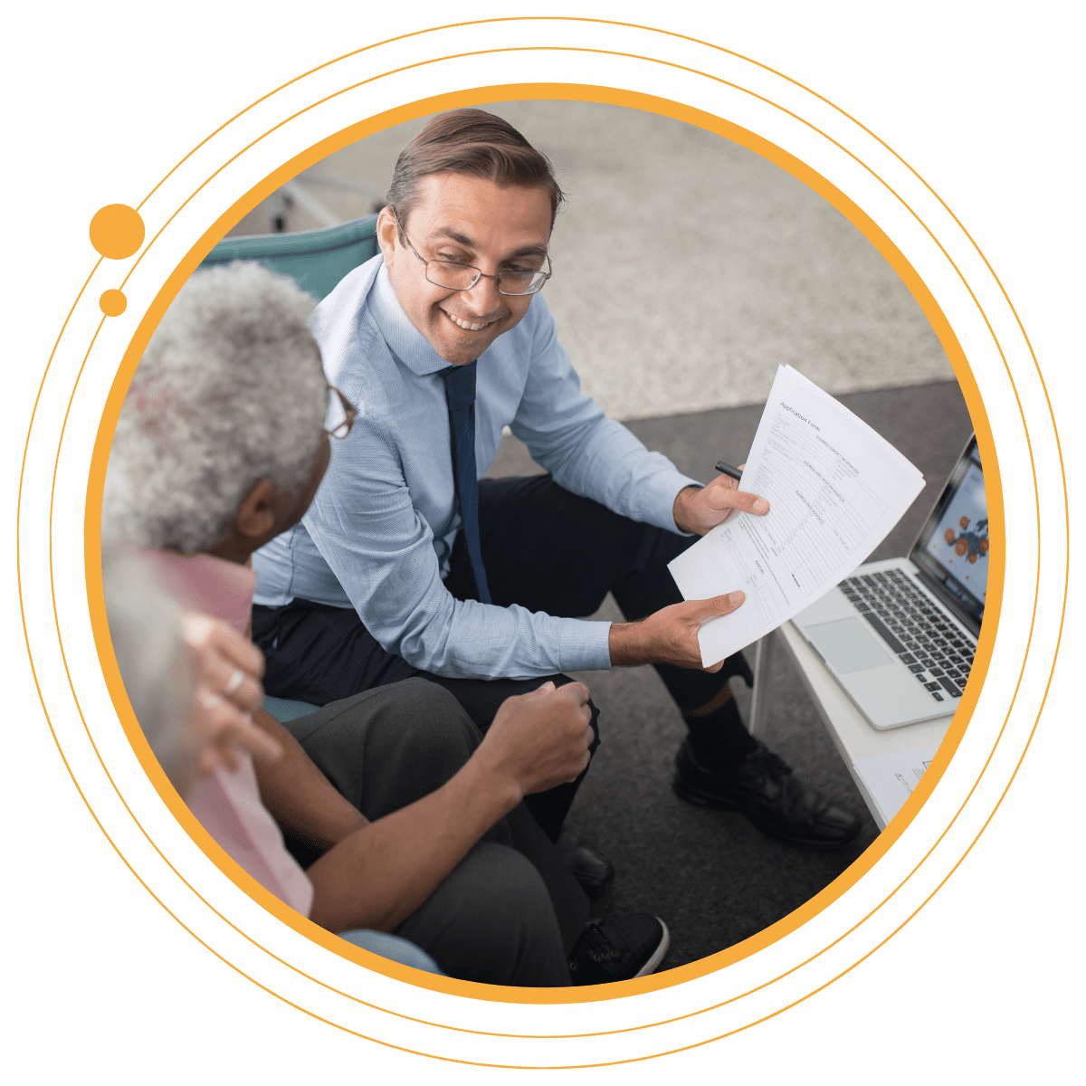 Insurance company representative at work