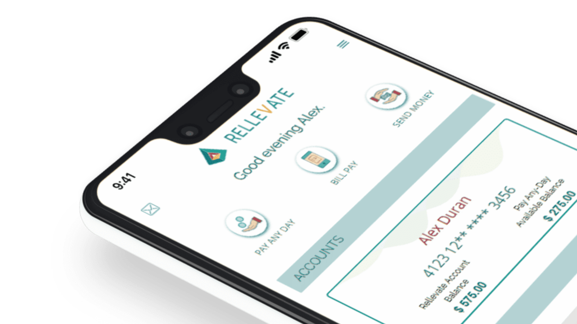 Rellevate app showing Pay Any-Day