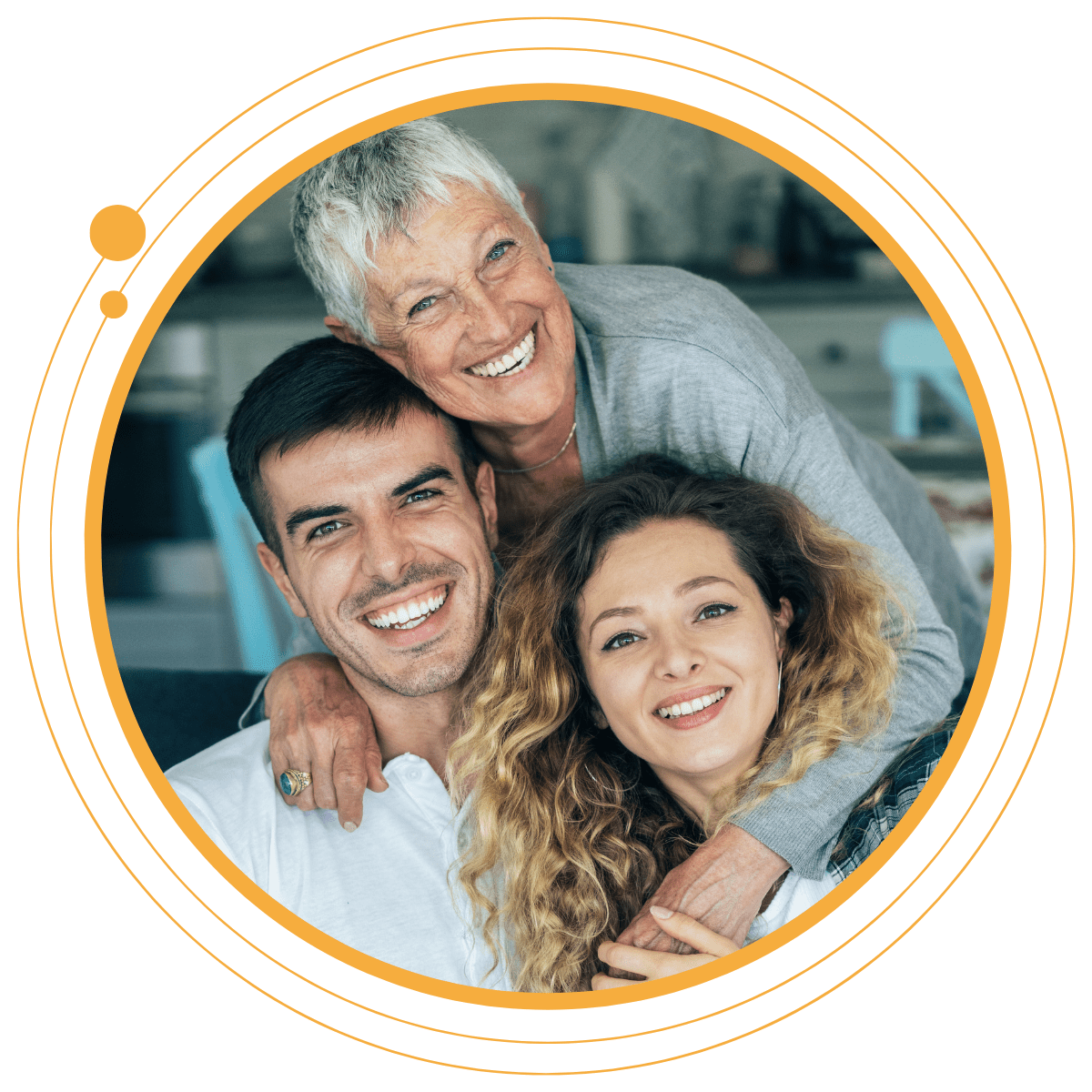 A family grouped together for a photo