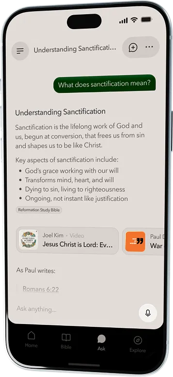 Bible study notes on sanctification in the Grow app
