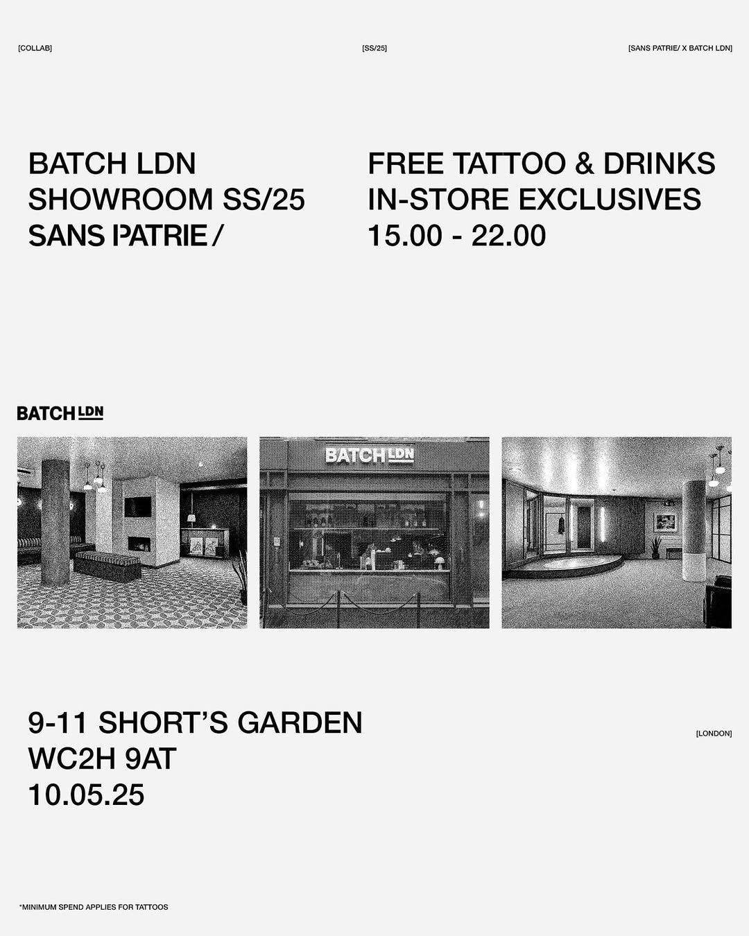 Poster for the SP/ x Batch LDN store event