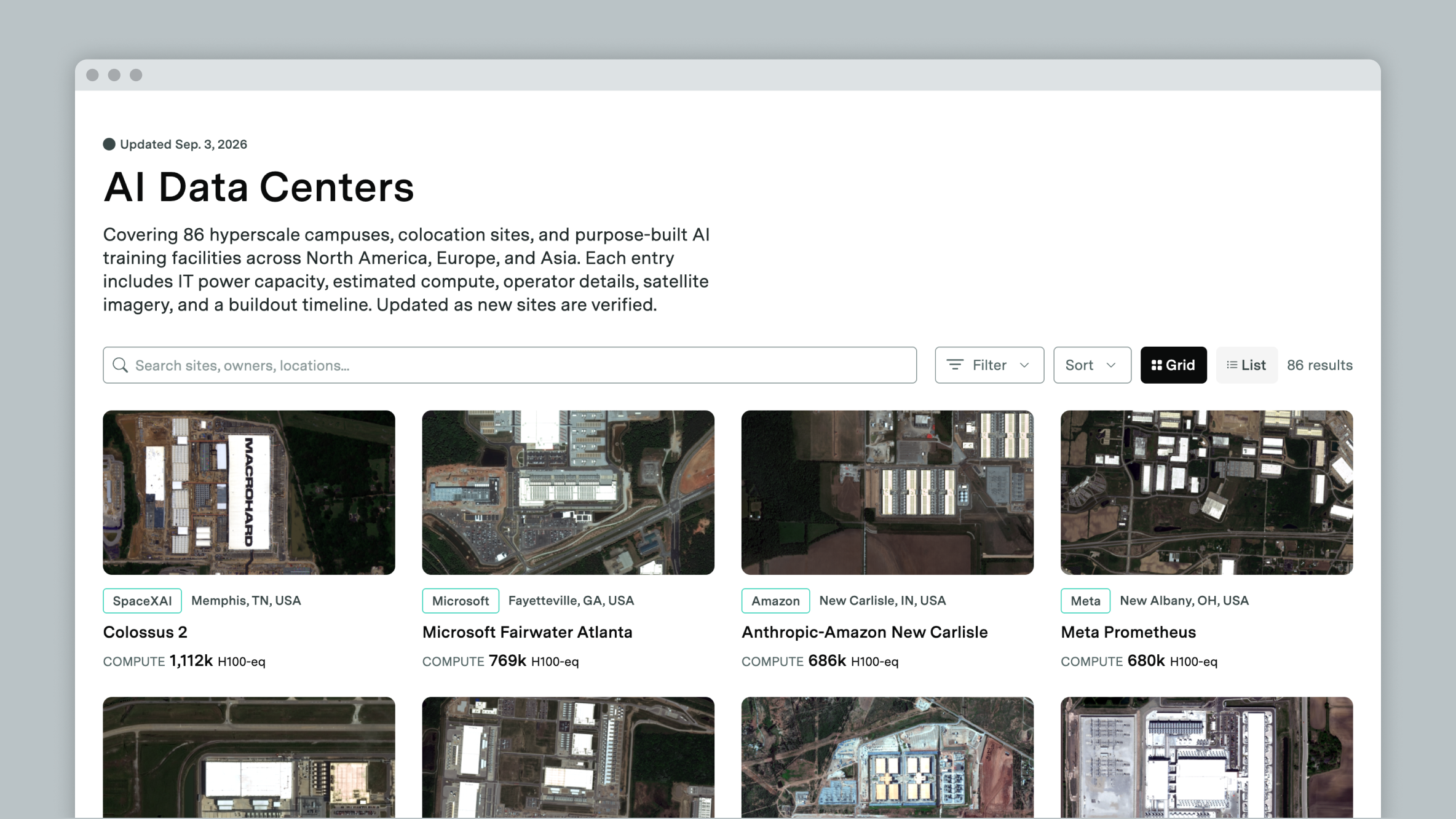 AI data center directory