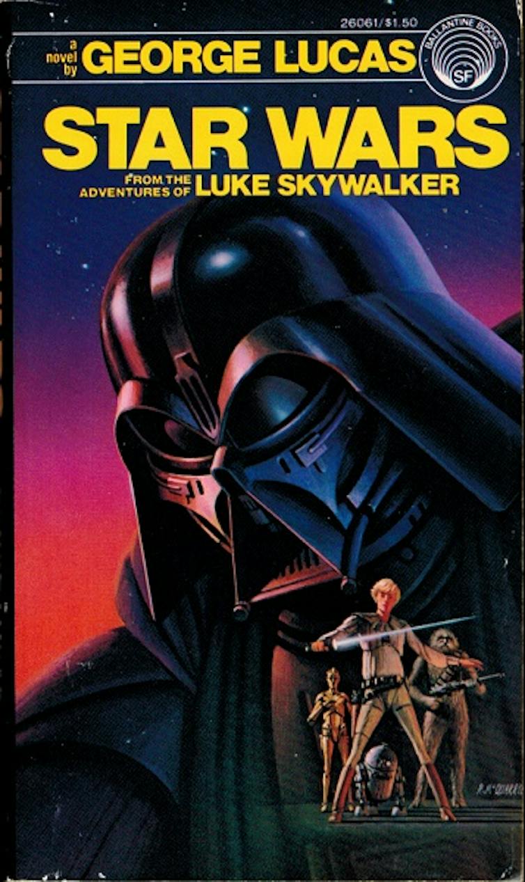 Book cover featuring man wearing black mask and black helmet.