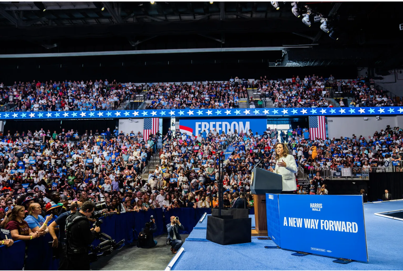 Kamala Harris speaks at a rally in Savannah, Georgia