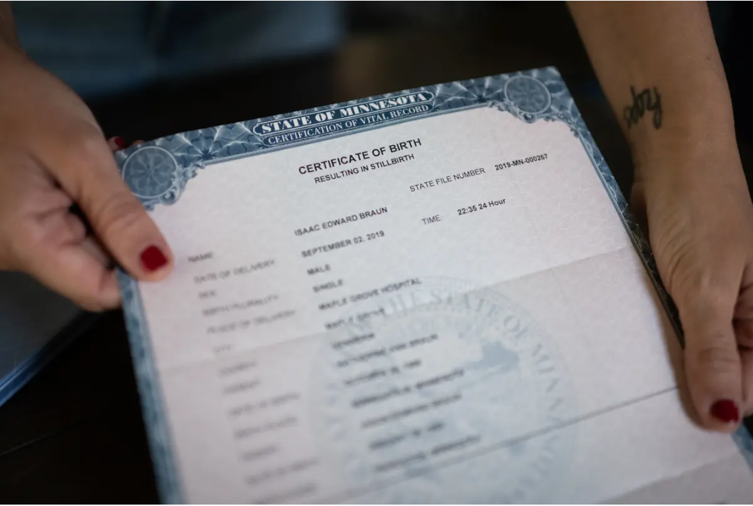 A certificate of birth resulting in stillbirth