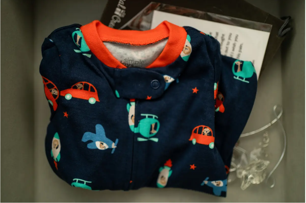 A keepsake box with pajamas