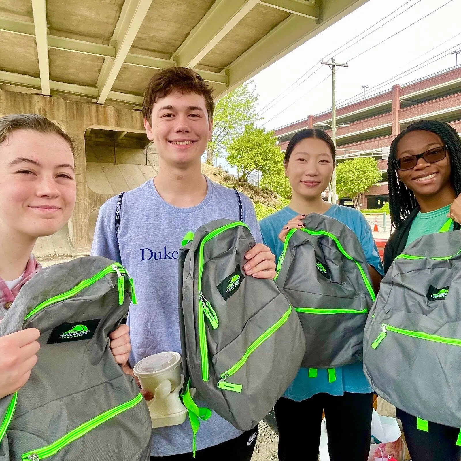 Durham chapter volunteers hand out supplies on distribution day.