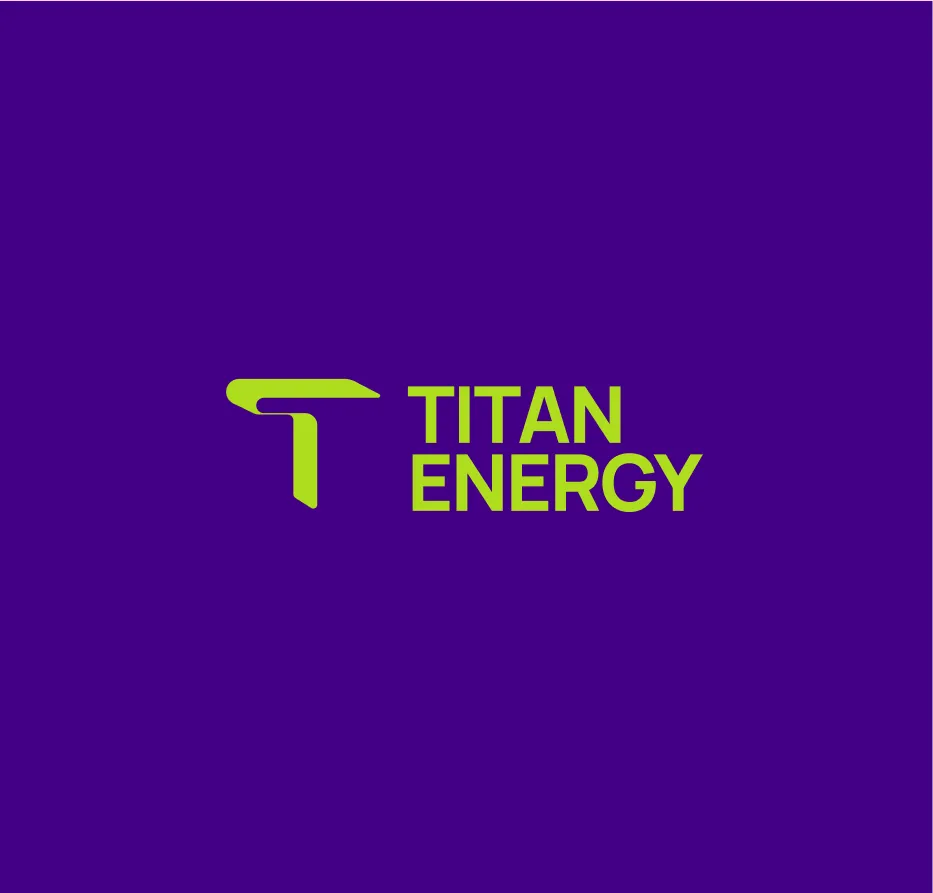 Titan Energy logo on a purple background