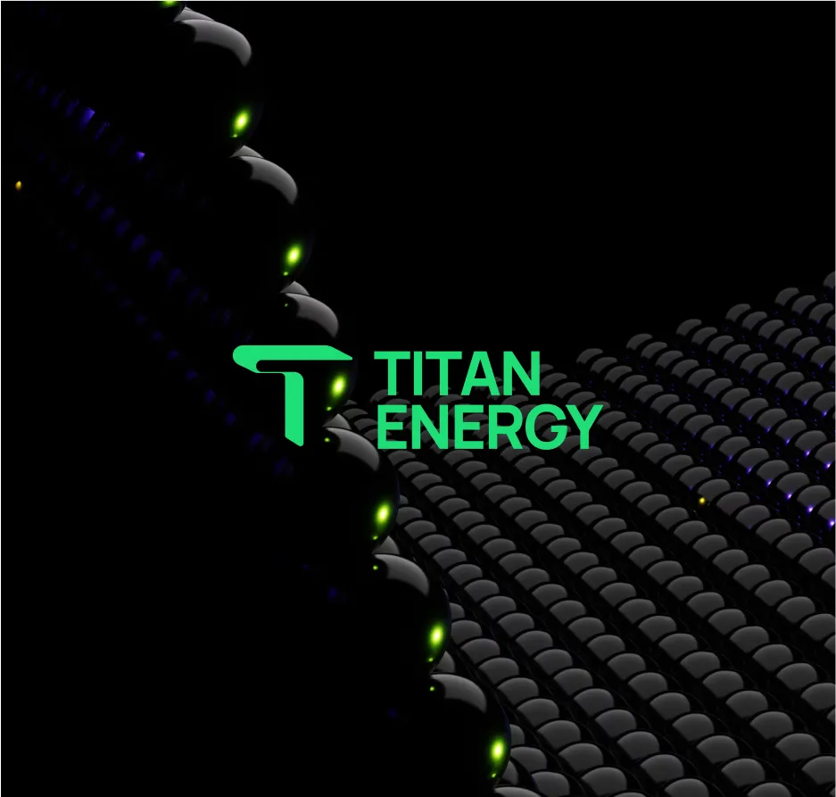 Titan Energy logo over a dark 3D motion graphic