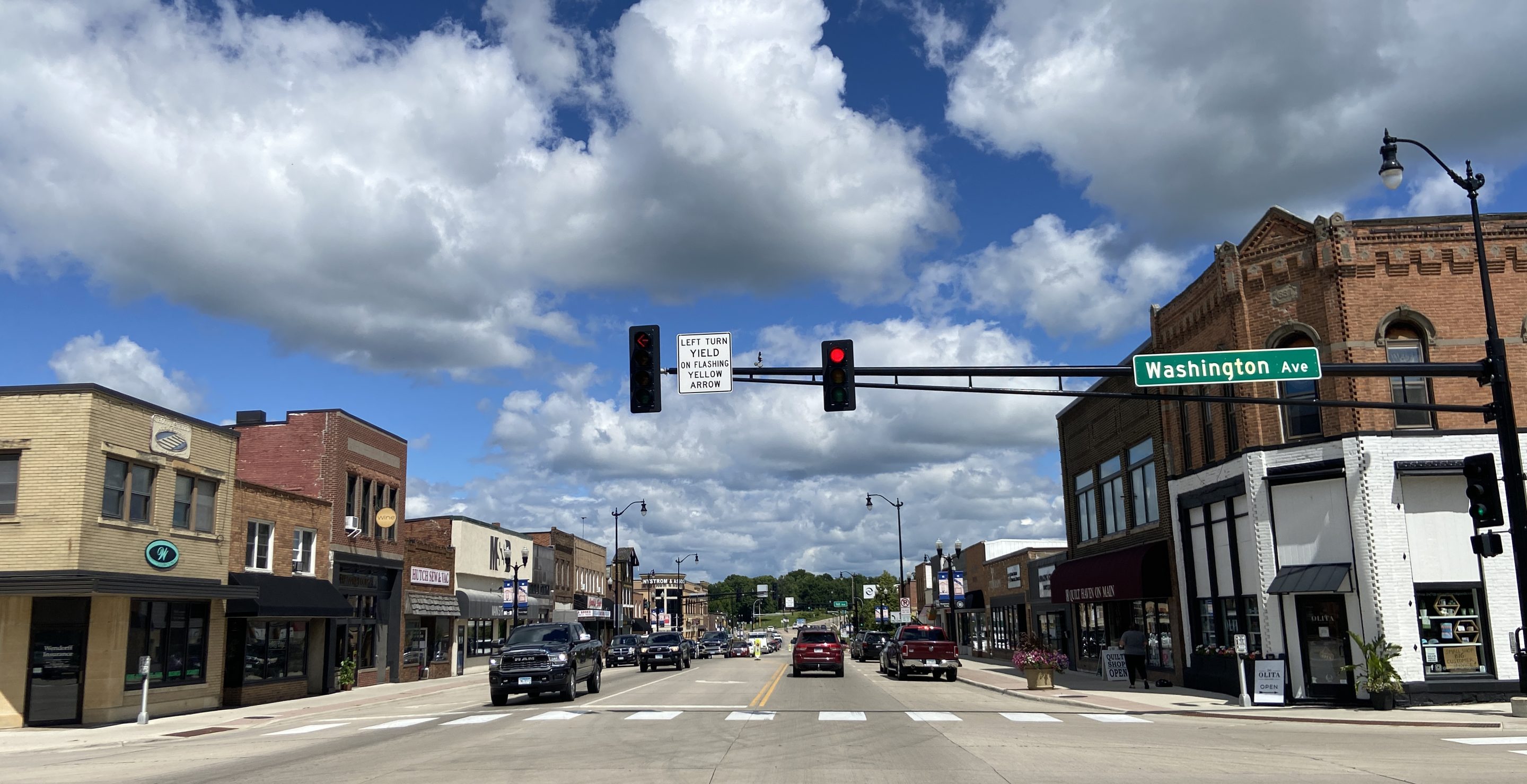 Main Street and Washington Avenue looking north, Hutchinson, MN