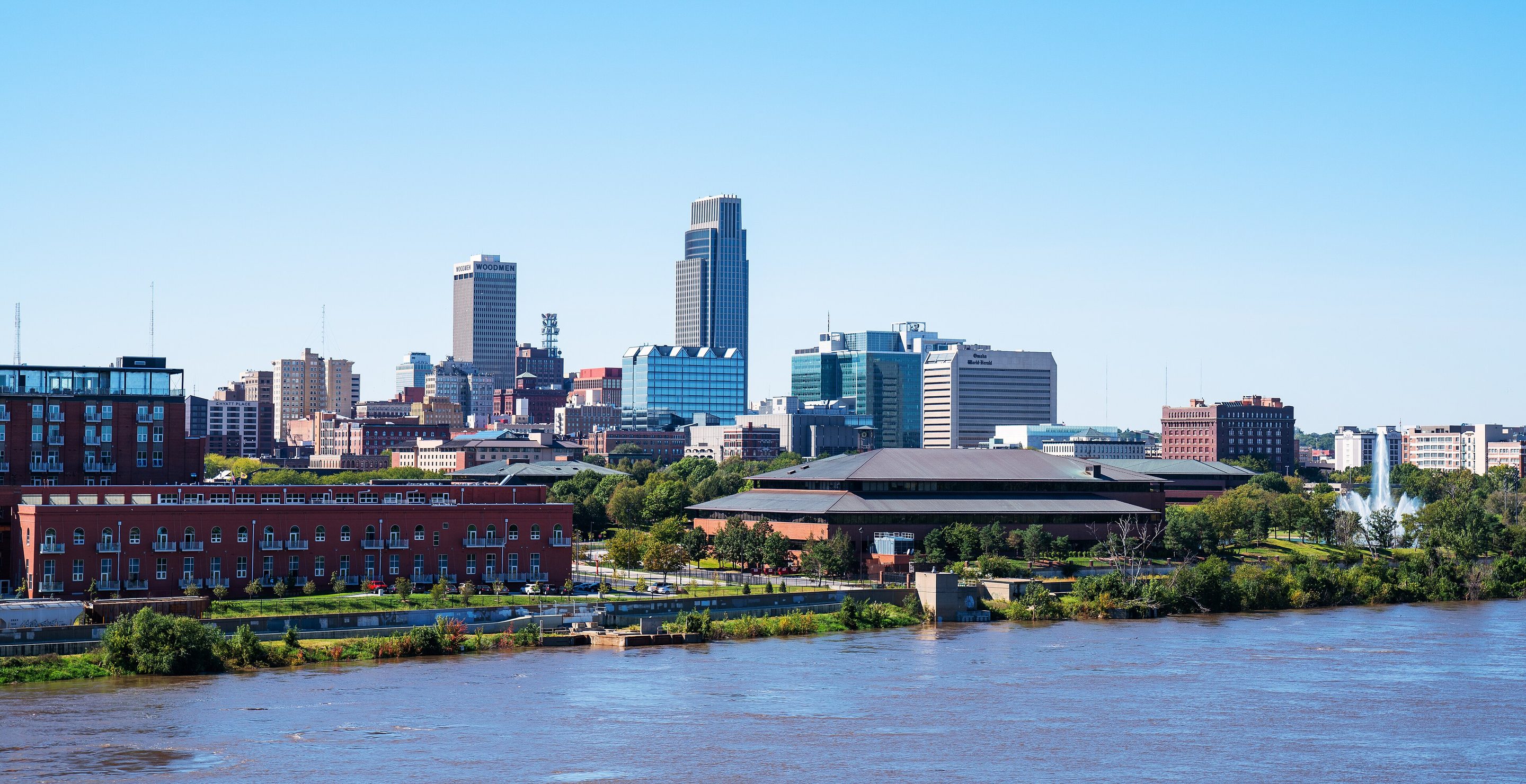 City of Omaha, Nebraska Skyline on the Missouri River