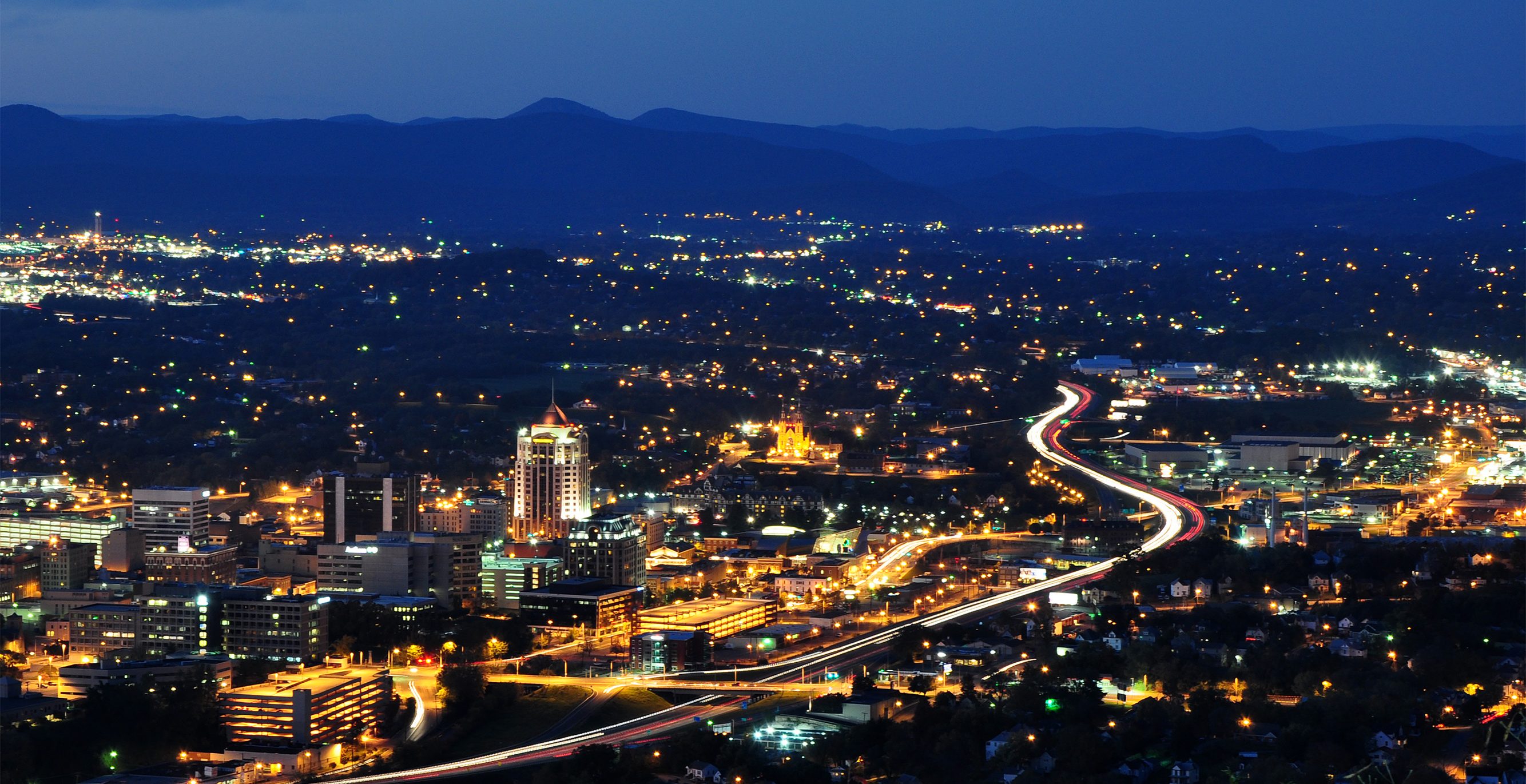 Roanoke City (Virginia) from Mill Mountain Star at Dusk