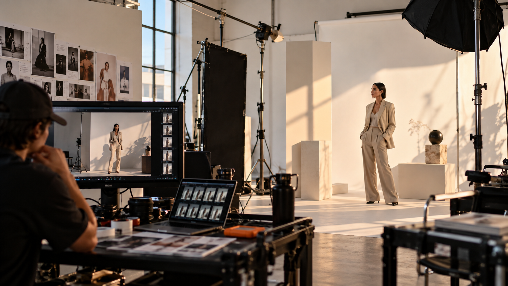 Commercial photo shoot in a studio