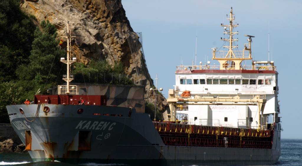 Cargo ship at sea