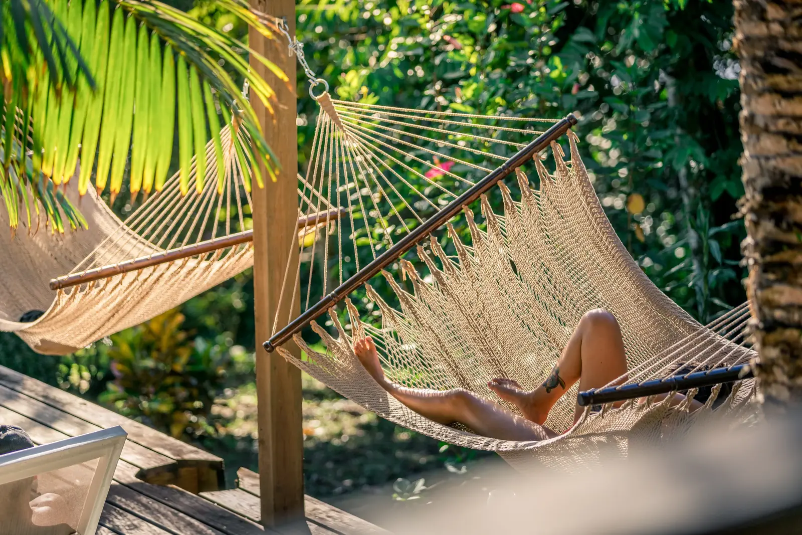 Hammock by the pool at Bambuda Lodge