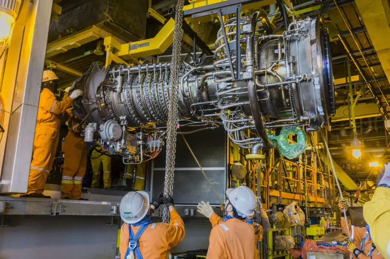 Engineer working on a gas turbine