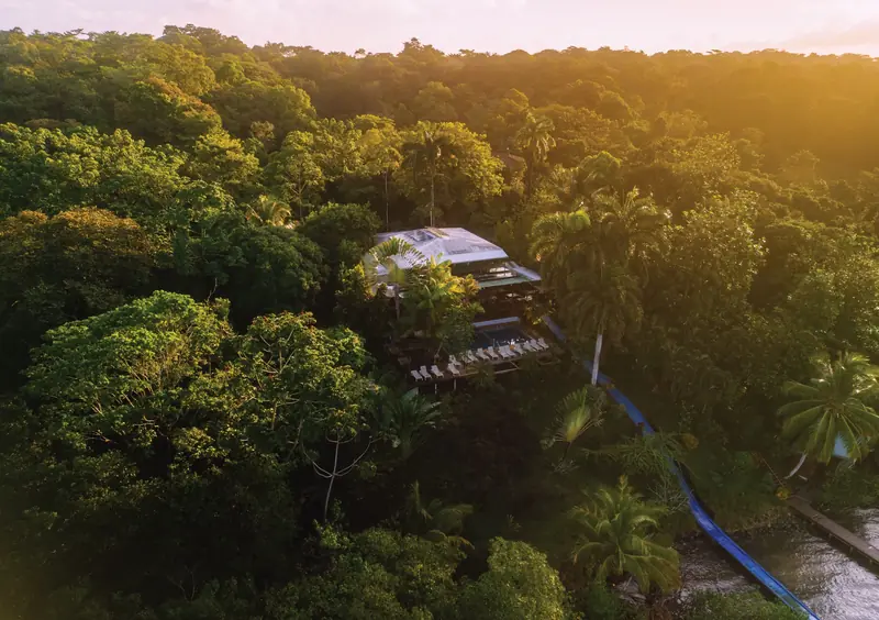Bambuda Lodge over the water at Isla Solarte
