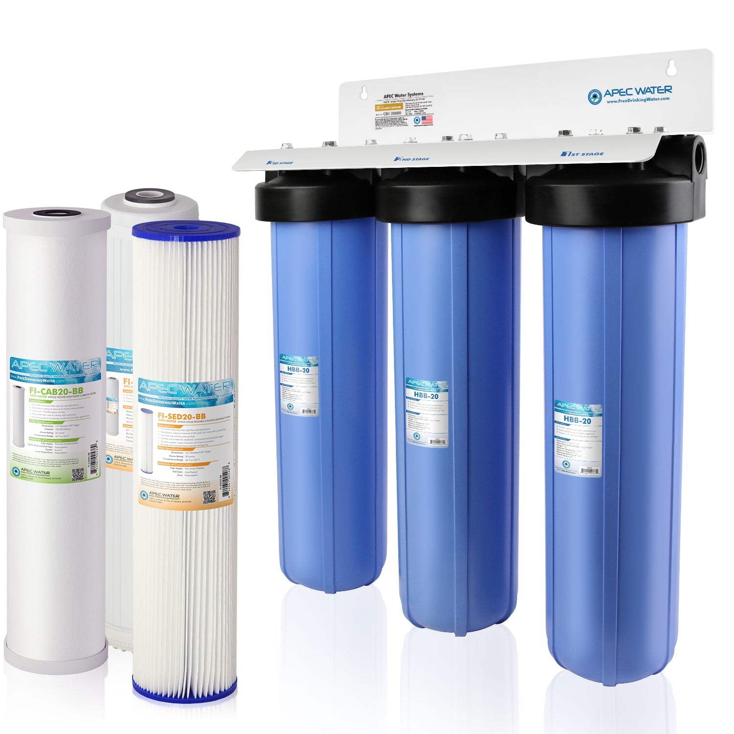 3-Stage 20-inch Sediment/KDF/Carbon Big Blue