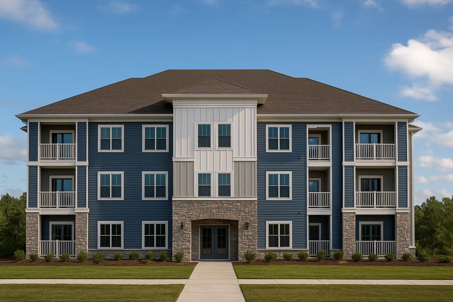 Development of 12 three-story rental buildings with 306 units