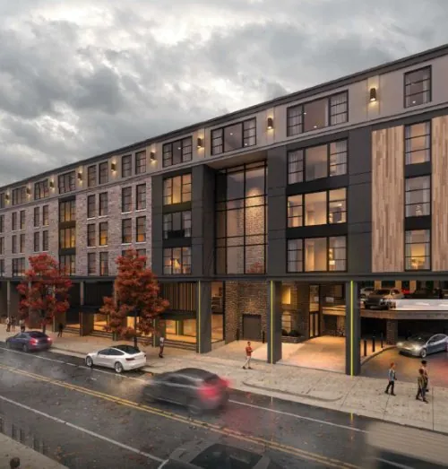Ground-up development of 36-unit apartment building with 5 retail spaces